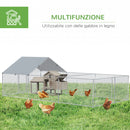 Pollaio Gabbia per Galline da Esterno 600x300x195 cm in Acciaio Zincato Grigio Argento
