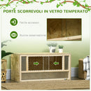 Terrario per Rettili 40x80x40 cm con Porte in Vetro Scorrevoli e Pannelli in Rete in Legno  