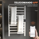 Scaldasalviette Elettrico Smart 45x11x80 cm a 10 Barre con Timer e Display LCD in Acciaio Inox Bianco  