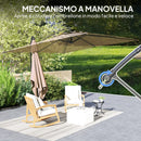 Ombrellone da Giardino a Braccio 300x325x230A cm Base a Croce in Metallo e Poliestere Cachi  
