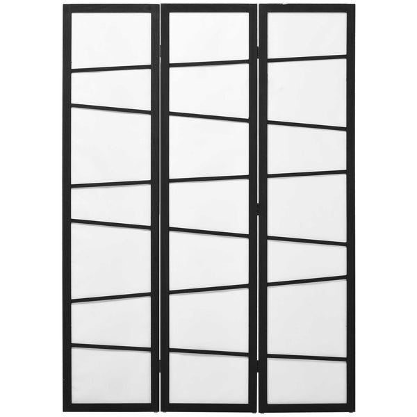 Paravento Separè 3 Pannelli 135x170 cm in Legno  Nero e Bianco prezzo
