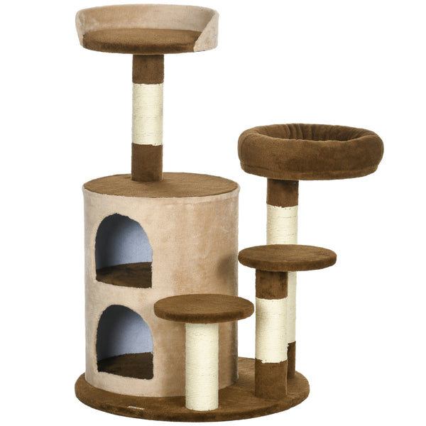 prezzo Albero Tiragraffi per Gatti con Casetta Ø59x96 cm in Peluche Marrone
