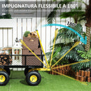 Carrello da Giardino 104x54x51 cm Capacità 200 kg con Pareti Laterali Rimovibili in Acciaio Nero e Giallo 