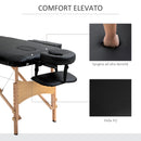 Lettino Massaggi Portatile Pieghevole 185x60x61-88 cm in Legno e Similpelle Nero