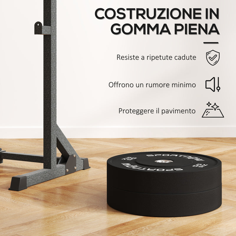 Set 2 Dischi Pesi da 20kg in Gomma con Foro da 2"/5 cm per Manubri e Bilancieri Nero    