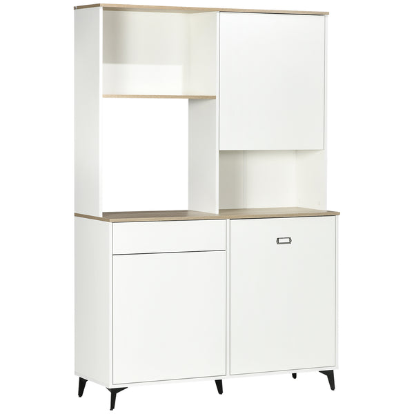 online Dispensa Cucina 119x41x180 cm Ripiani Aperti Armadietti e Cassetto in Truciolato e MDF Bianco