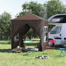Gazebo Pieghevole 2x2m in Metallo e Poliestere Marrone