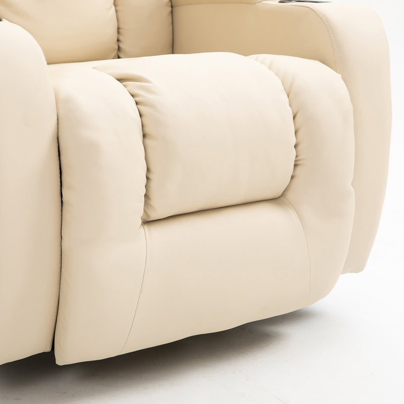 Poltrona Relax Massaggiante e Reclinabile 85x94x104 cm in Similpelle Crema