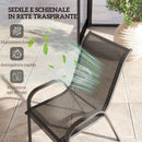 Set 4 Sedie da Giardino 54x71x93 cm Impilabili in Acciaio e Tessuto a Rete Traspirante Nero   