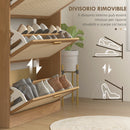 Scarpiera 3 Ante 18 Paia di Scarpe in Legno e Rattan 80x25x120 cm Marrone 