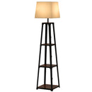 Lampada da Terra Ø42x166 cm in Metallo e MDF Nero e Beige