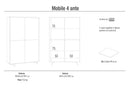 Mobile Multiuso 4 Ante 107x169x41 cm Ossido Nero/Ossido Bianco