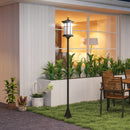 Set 2 Lampioni Solari 23,5x23,5x184 cm con 6h Autonomia e Ancoraggio a Terra in Acciaio Inox e ABS Nero      