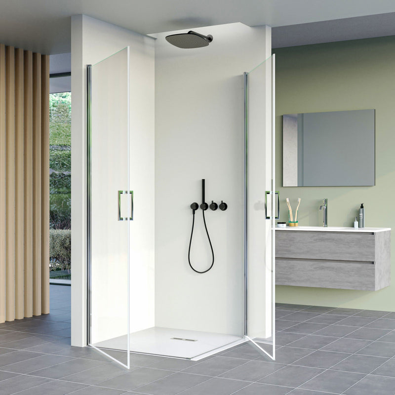 Box Doccia Angolare 2 Ante Battenti in Cristallo Trasparente 6mm H195 Bonussi Jenny Varie Misure