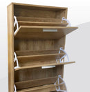 Scarpiera Salvaspazio 3 Ante a Ribalta 60x24x120h cm in Melaminico Venato a Rilievo Rovere Silver