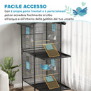 Voliera Gabbia per Uccelli 71,8x71,8x170,2 cm con Vassoi Estraibili in Plastica e Posatoi in Metallo Nero      