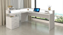 Scrivania Angolare 3 Cassetti e Ripiani a Giorno 180/160x60x90 cm New Selina Bianco Lucido  