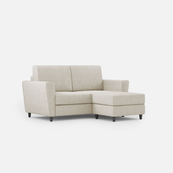 Divano 2 Posti con Pouf 172x145x85 cm Yasel in Tessuto Latte prezzo