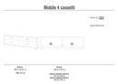 Mobile Basso 4 Cassetti 179x50x47 cm Noce Stelvio/Ossido Nero