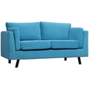 Divano 2 Posti 170x90x85 cm in Tessuto Effetto Velluto Blu