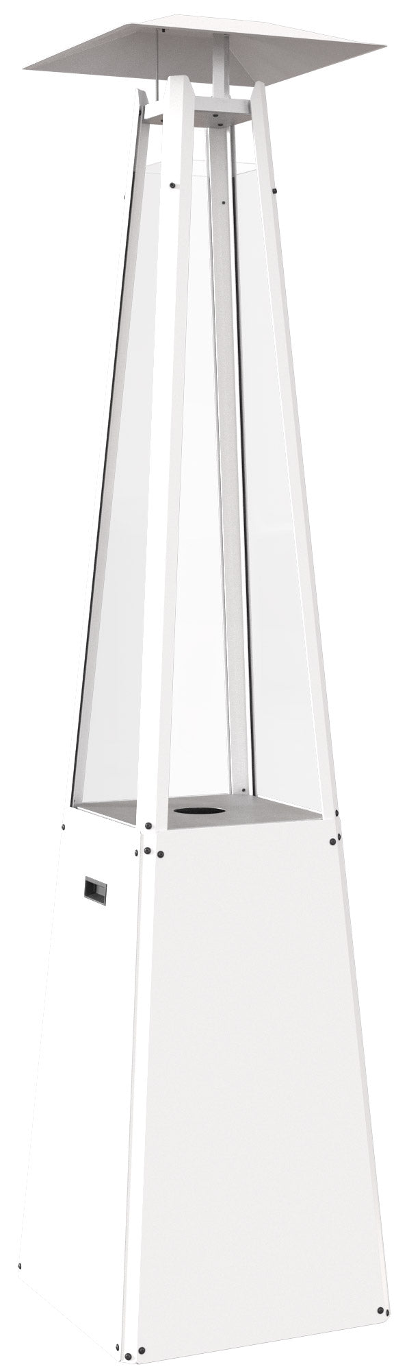 Stufa a Piramide Gas Gpl da Esterno con Vetro in Acciaio Flig Memphis Bianca