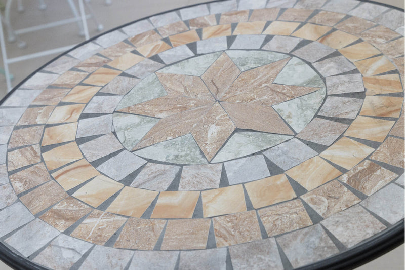 Tavolo da Giardino Rotondo in Ferro Battuto con Mosaico Soriani Cipro