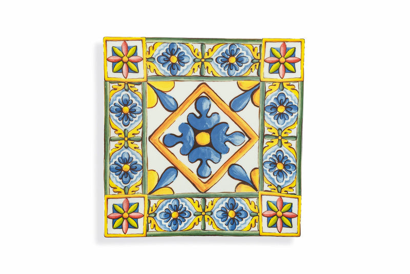 Set 6 Piatti Quadrati in Porcellana 30x30 cm Villa d'Este Home Tivoli Costiera