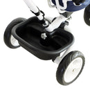 Passeggino Triciclo per Bambini con Maniglione Tetto Parapioggia Regolabile e Cestino Blu 