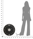 Orologio Argento Glam Ø60x4,5 cm in Ferro e MDF Argento e Nero