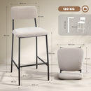 Set 2 Sgabelli da Bar con Schienale Alto Poggiapiedi e Rivestimento in Ciniglia Crema      