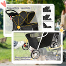 Passeggino per Cani Pieghevole 77x44x102 cm con Portabicchieri e Cestello in Acciaio e Tessuto Oxford Nero      