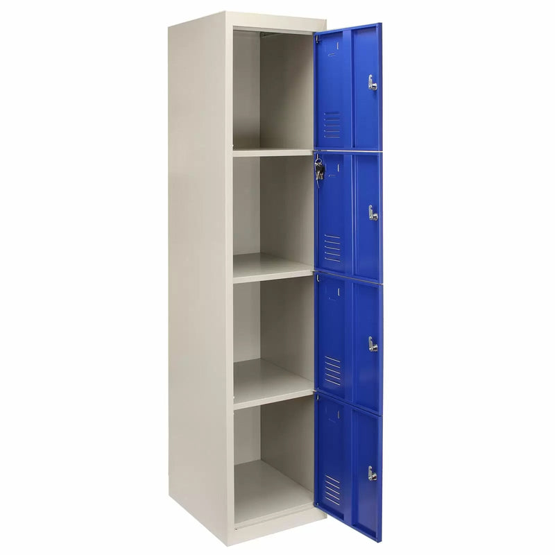 Set 3 Armadietti 12 Ante 45x38x180 cm per Scuole Palestre e Spogliatoi in Acciaio Blu