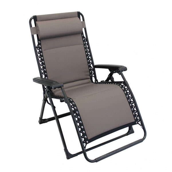 Zero Gravity Reclining Folding Liegestuhl 165 x 79 x 117 h cm in Metall und grauem Oxford sconto
