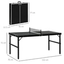 Tavolo Ping Pong Pieghevole 152x76x72 cm con Maniglia da Trasporto in Alluminio e Legno Nero      