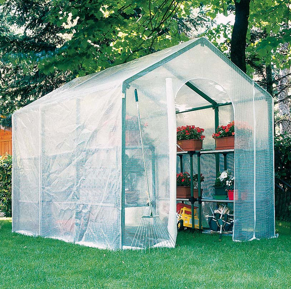 online PVC-Gartengewächshaus mit grünem Bucaneve Rama-Tuch