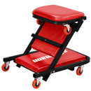 Lettino Sgabello Sottomacchina 2 in 1 per Meccanico Officina Struttura in Acciaio Rosso      
