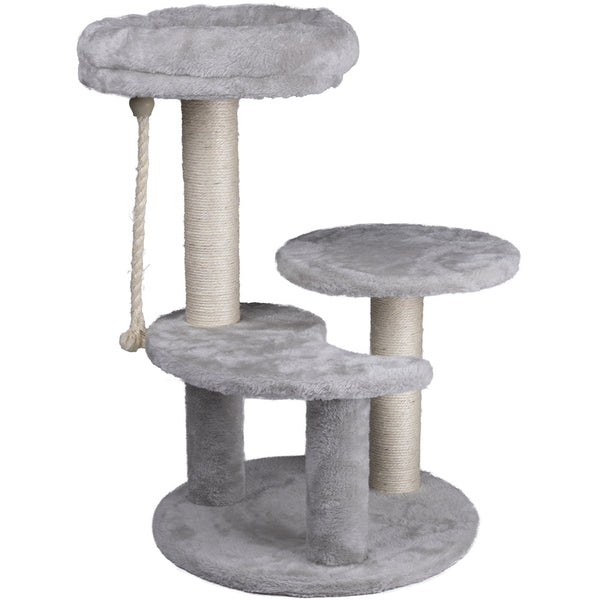 acquista Albero Graffiatoio Tiragraffi 3 Ripiani con Corda in Sisal Rivestimento Peluche
