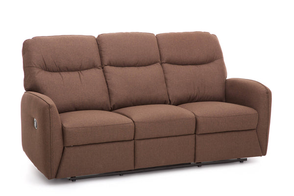 sconto Sofa 3-Sitzer-Sofa mit manuellem Versteller aus braunem Kube-Stoff