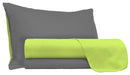 Set Lenzuola Sopra Sotto e Federein Cotone Verde Acido\/Fumo Varie Misure