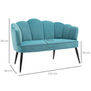 Divano 2 Posti Gambe in Metallo 132x66x80 cm in Tessuto Vellutato Verde