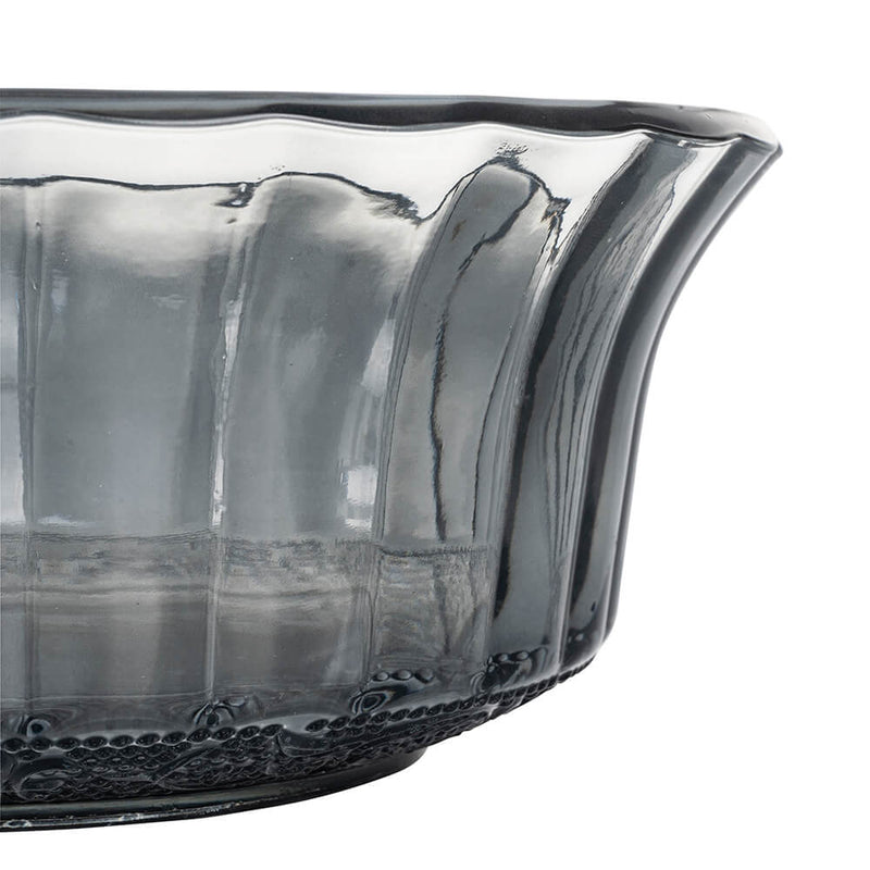 Set 2 Insalatiere con Decoro in Rilievo in Vetro VdE Tivoli 1996 Imperial Fumè e Grigio