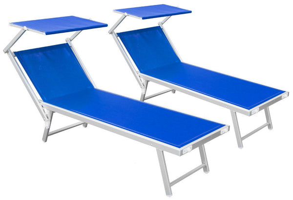 online Set 2 Garten-Sonnenliegen in Vandi Blue Aluminium
