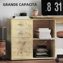 Scrivania da Ufficio Angolare 3 Cassetti e Ripiani Aperti 117x83,5x76 cm in Legno e Metallo Noce