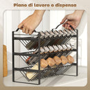 Portaspezie da Cucina a 3 Livelli 39,5x18x33 cm con Ripiani Inclinati in Metallo Nero   