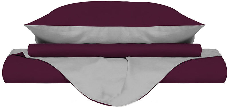 Copripiumino con Sacco e Federe Doubleface Prugna\/Grigio Chiaro Varie Misure
