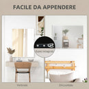 Specchio da Bagno a Parete Rettangolare 70x90 cm con Ganci in Vetro e MDF Bianco      