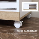Mobile TV in Legno con Ruote 80x45x39,5 cm Bianco Lucido