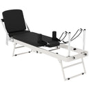 Reformer Pilates Pieghevole 195x56x88 cm con 2 Bande Elastiche in Acciaio e PU Bianco      