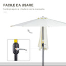 Ombrellone da Terrazza 260x135 cm a Mezzaluna con Apertura a Manovella Beige   