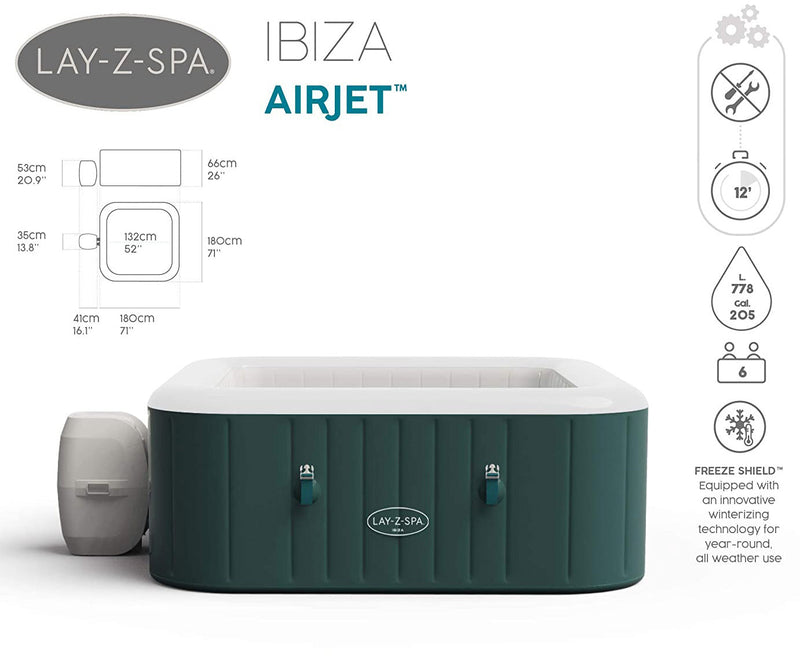 Piscina Idromassaggio Gonfiabile Riscaldata Ø180 cm 6 Persone Bestway Ibiza Lay-Z Air Jet